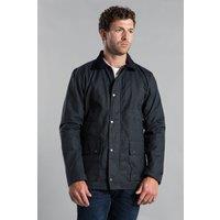 Kensington Eastside Men's Cotton Wax Jacket with Corduroy Collar in Navy | Size: Large