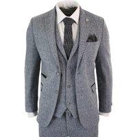 Infinity Leather Men's 3 Piece Herringbone Tweed Suit in Grey | Size: 44R