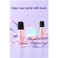 H&O Direct Portable Karaoke Speaker with Two Wireless Microphones in Pink