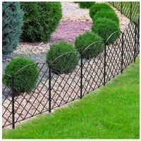 H&O Direct 10Pcs Arched Top Metal Garden Fence in Black