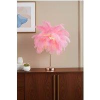 Living and Home Modern Feather Lampshade Table Lamp Fixtures Decor - Warm Light