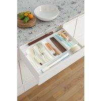 Living and Home 7-Grid Expandable 2-Layer Cutlery Tray Drawer Organiser Tableware Kitchenware Storage in White