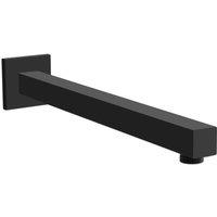 Nes Home Rectangular 380mm Modern Wall Mounted Shower Arm Matte Black Solid Brass
