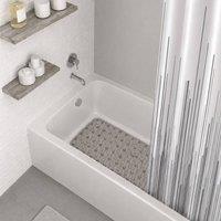 Showerdrape City Charcoal Shower curtain & Laguna Grey Anti Slip Bath Mat | Size: 180 cm width x 180 cm drop