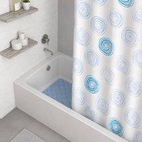 Showerdrape Contours Shower curtain & Laguna Blue Anti Slip Bath Mat in White | Size: 180 cm width x 180 cm drop