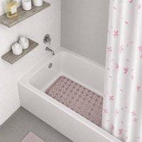 Showerdrape Sakura Pink Shower curtain & Laguna Pink Anti Slip Bath Mat | Size: 180 cm width x 180 cm drop
