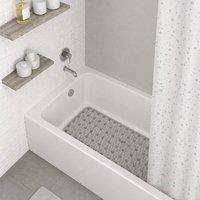 Showerdrape Droplets Shower curtain & Laguna Grey Anti Slip Bath Mat in White | Size: 180 cm width x 180 cm drop