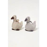 Homescapes Weighted Duck Fabric Doorstop Pair in Grey