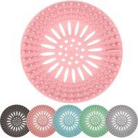 Neel Blue Hair Catcher Shower Drain Guards, Round Silicone Anti-Clog - 5pcs