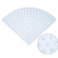 NESTLUNE Bath Shower Mat Non Slip Quadrant Sector PVC Anti-Bacterial 54x54cm in Grey | Size: 54x54 cm