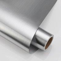NESTLUNE 5M Stainless Steel Brushed Wallpaper PVC Self Adhesive in Grey | Size: 100 cm x 15 cm