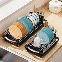 FLAVORA Dishware Drying Rack Small Anti-Rust Dish Drainer in Black | Size: 0.6m2