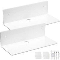 FLAVORA White-Set of 2 Acrylic Floating Wall Shelves in White | Size: 500mm
