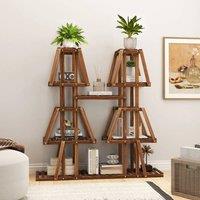 KORVIXA Wood Plant Stand 5-Tier 10 Pots Plant Display Shelf in Brown | Size: 500mm