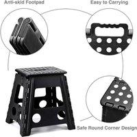 NESTLUNE Folding Steps Folding Step Stool Foldable Anti Slip in Black