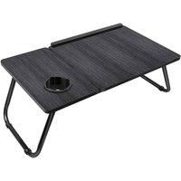 NESTLUNE Adjustable Laptop Bed Table with Foldable Legs & Cup Holder in Black | Size: 100 cm x 15 cm