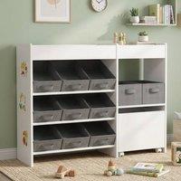 STILVORA Kids Storage Unit with 11 Bins & Cabinet in White