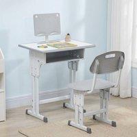 STILVORA Adjustable Kids Desk & Chair Set with Storage in Grey