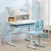 STILVORA Kids Desk & Chair Set with Storage in Blue