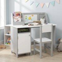 STILVORA Kids Desk & Chair Set with Whiteboard in Grey