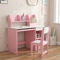 STILVORA Kids Desk & Chair Set with Storage in Pink