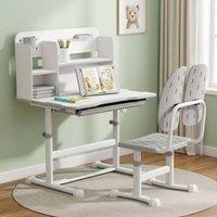 STILVORA Kids Adjustable Desk & Chair Set with Storage in Grey