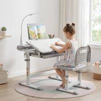 STILVORA Kids Study Desk & Chair Set with Adjustable Height in Grey