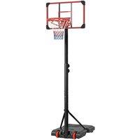 NESTLUNE Adjustable Basketball Hoop & Stand w/ Wheels, 1.8-2.1m, Red in Black | Size: 0-12 m