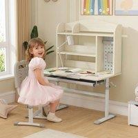 STILVORA Kids Adjustable Desk with Storage Shelf & Drawer in Natural