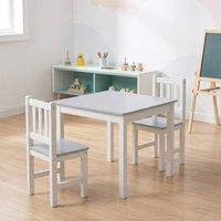 STILVORA Kids Table & 2 Chairs Set Grey & White