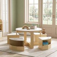 STILVORA Kids Table & Chairs Set with Storage, White