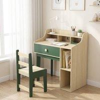 STILVORA Kids Desk & Chair Set with Storage & Drawer in Green
