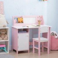 STILVORA Kids Desk & Chair Set with Whiteboard & Storage in Pink