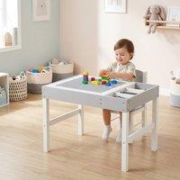 STILVORA Kids Desk & Chair Set with Whiteboard & Storage in Grey