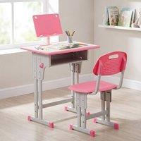 STILVORA Kids Adjustable Desk & Chair Set with Storage, Pink