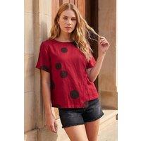 Roman Women's Spot Print Asymmetric Top in Red | Size: 10
