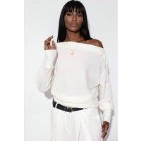 Busem Women's Solid Crew Neck Sweatshirt in White | Size: Small