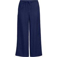 Lands' End Women's Plus Premium Pure Linen Cropped Wide Leg Trousers in Navy | Size: 6
