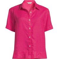 Lands' End Women's Premium Pure Linen Short Sleeve Shirt in Fuchsia | Size: 20