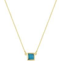 Spero London Women's Turquoise Square Sterling Silver Necklace in Gold