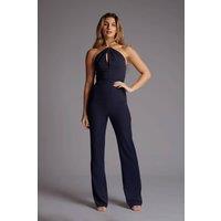 Vesper Women's Open Back Wide Leg Jumpsuit in Navy | Size: 14