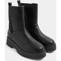 Yours Women's Faux Leather Chunky Chelsea Boots In Wide E Fit in Black | Size: 6E