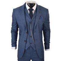 Infinity Leather Men's 3 Piece Prince Of Wales Check Suit in Blue | Size: 44R