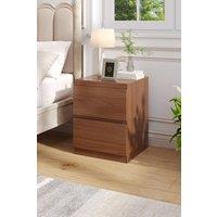 Living and Home 2-Drawer Wooden Nightstand Bedside Table in Walnut Colour