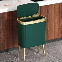 Living and Home High Foot Ventilated Rubbish Bin Hand-press Trash Can with Lid in Green