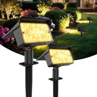 Ollny Solar Garden Stake Lights 2 Pack Warm White 3000K IP65 120 Adjustable in Black