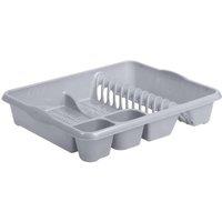 FLAVORA Silver- Kitchen Plate Dish Drainer Rack Draining Board Cutlery Holder in Grey | Size: 0.6m2