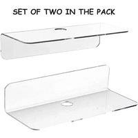 FLAVORA Clear-Set of 2 Acrylic Floating Wall Shelves in Clear | Size: 500mm