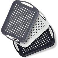 KORVIXA 3 x Serving Tray Plastic Rubber Grip | Size: 0.6m2