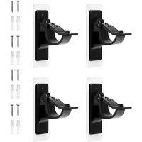 NESTLUNE 4 Pcs Self Adhesive Hooks Curtain Rod Bracket Pole in Black